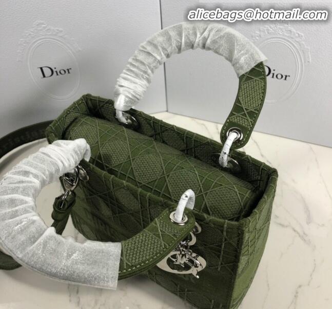 Discount Dior Lady Dior Medium Bag in Geometry Embroidered Canvas CD1907 Green 2020