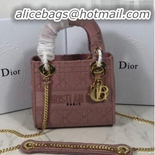 Ladies Cheapest Dior Lady Dior Mini Bag in Geometry Embroidered Canvas CD1908 Pink 2020