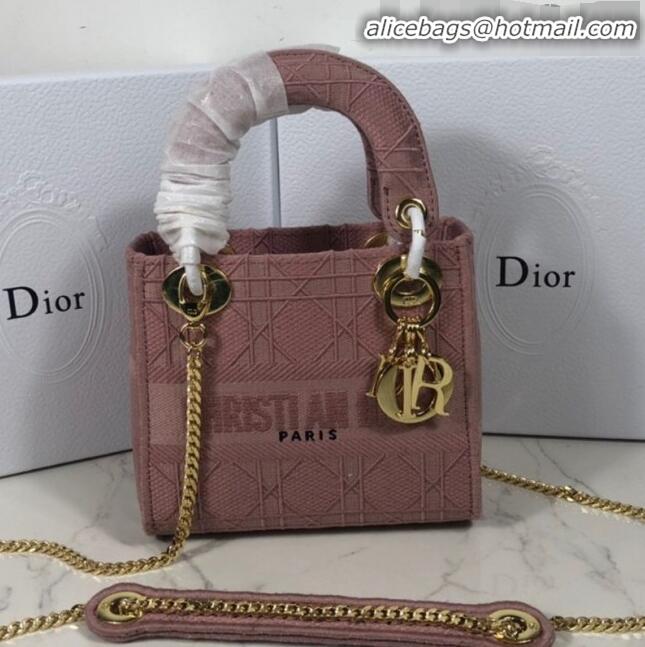 Ladies Cheapest Dior Lady Dior Mini Bag in Geometry Embroidered Canvas CD1908 Pink 2020