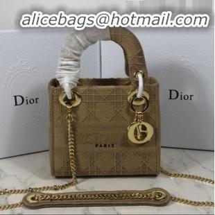 Classic Dior Lady Dior Mini Bag in Geometry Embroidered Canvas CD1908 Khaki 2020