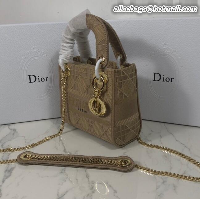 Classic Dior Lady Dior Mini Bag in Geometry Embroidered Canvas CD1908 Khaki 2020