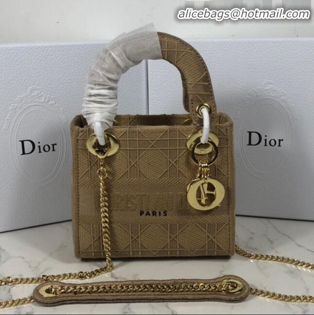 Classic Dior Lady Dior Mini Bag in Geometry Embroidered Canvas CD1908 Khaki 2020