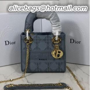 Low Price Dior Lady Dior Mini Bag in Geometry Embroidered Canvas CD1908 Light Grey 2020