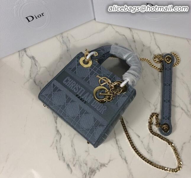 Low Price Dior Lady Dior Mini Bag in Geometry Embroidered Canvas CD1908 Light Grey 2020