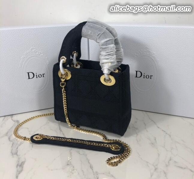 Good Taste Dior Lady Dior Mini Bag in Geometry Embroidered Canvas CD1908 Black 2020