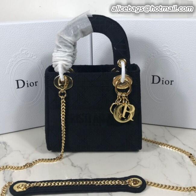 Good Taste Dior Lady Dior Mini Bag in Geometry Embroidered Canvas CD1908 Black 2020