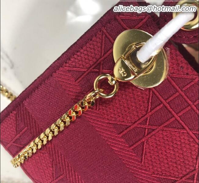 Spot Imitation Dior Lady Dior Mini Bag in Geometry Embroidered Canvas CD1908 Burgundy 2020