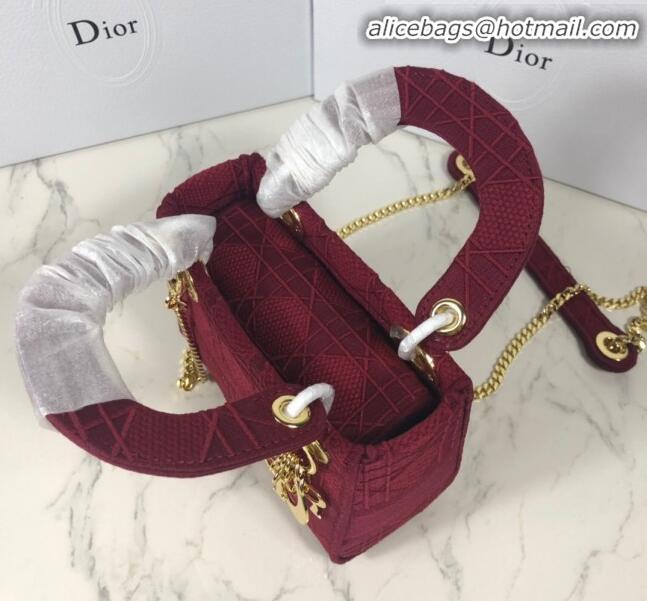 Spot Imitation Dior Lady Dior Mini Bag in Geometry Embroidered Canvas CD1908 Burgundy 2020