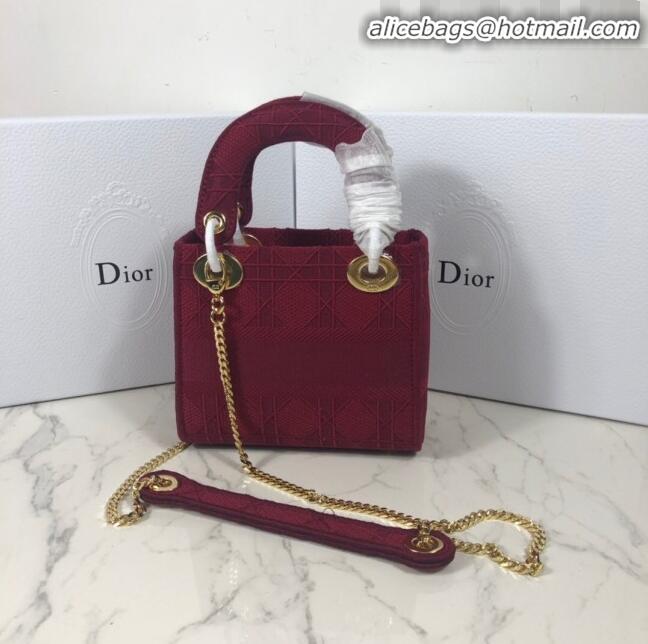 Spot Imitation Dior Lady Dior Mini Bag in Geometry Embroidered Canvas CD1908 Burgundy 2020