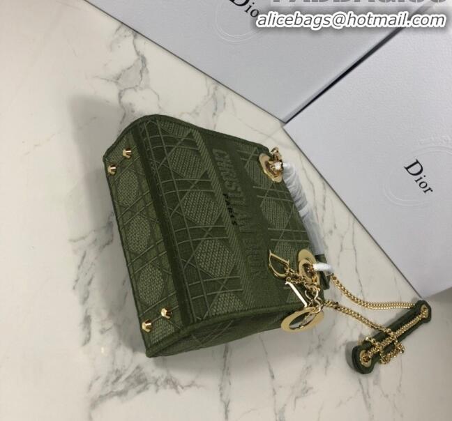 Traditional Discount Dior Lady Dior Mini Bag in Geometry Embroidered Canvas CD1908 Green 2020