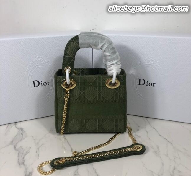 Traditional Discount Dior Lady Dior Mini Bag in Geometry Embroidered Canvas CD1908 Green 2020