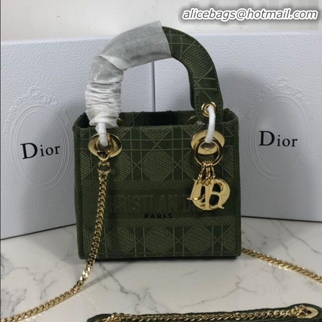 Traditional Discount Dior Lady Dior Mini Bag in Geometry Embroidered Canvas CD1908 Green 2020