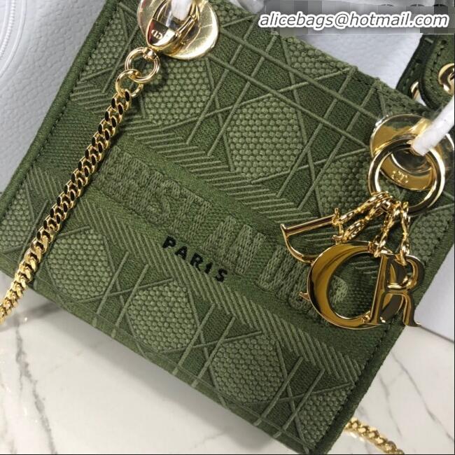 Traditional Discount Dior Lady Dior Mini Bag in Geometry Embroidered Canvas CD1908 Green 2020