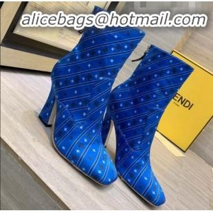 Classic Specials Fendi FFreedom Silk Satins FF Logo Stripes High-Heel Short Boot G71910 Blue