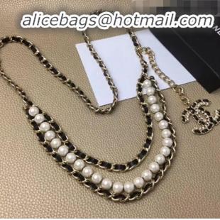 Design Promotion Chanel Leather Pearl Chain Belt G62556