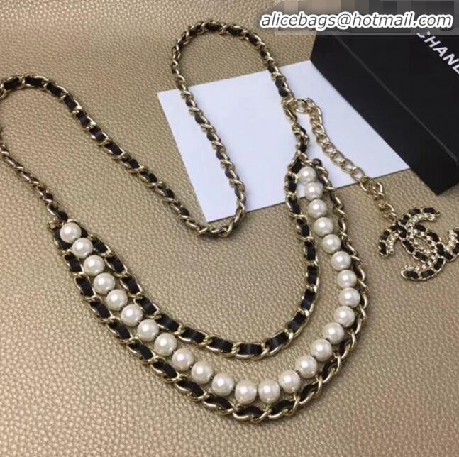 Design Promotion Chanel Leather Pearl Chain Belt G62556