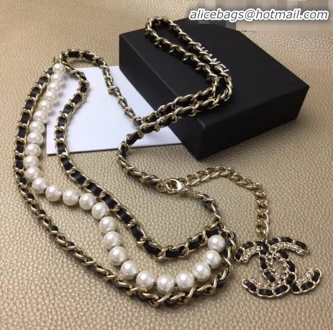 Design Promotion Chanel Leather Pearl Chain Belt G62556