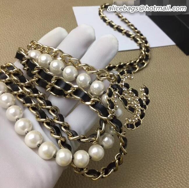 Design Promotion Chanel Leather Pearl Chain Belt G62556