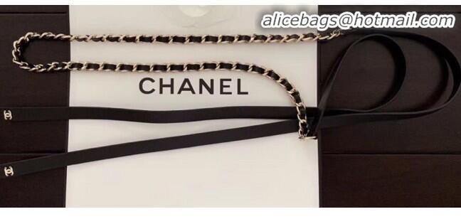 Perfect Discount Chanel Chain and Leather Belt 70456 Black/Gold