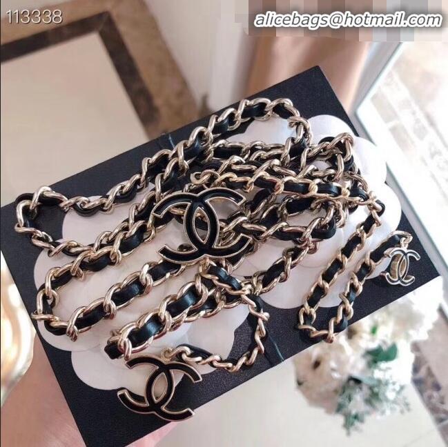 Affordable Price  Chanel Lambskin Chain CC Belt 11139 Black/Gold