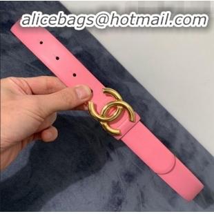 Market Sells Chanel Calfskin Belt Width 30mm with CC Buckle 21235 Pink