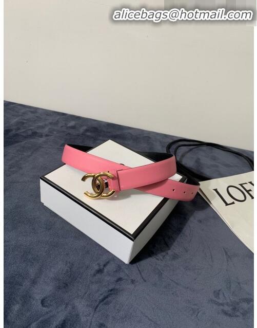 Market Sells Chanel Calfskin Belt Width 30mm with CC Buckle 21235 Pink