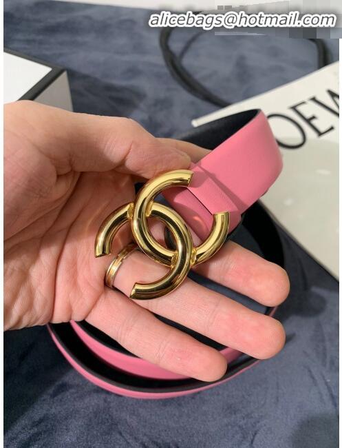 Market Sells Chanel Calfskin Belt Width 30mm with CC Buckle 21235 Pink