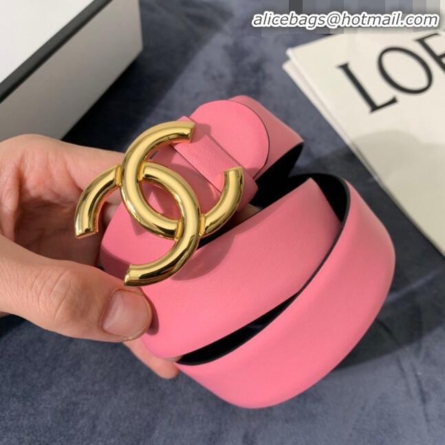 Market Sells Chanel Calfskin Belt Width 30mm with CC Buckle 21235 Pink