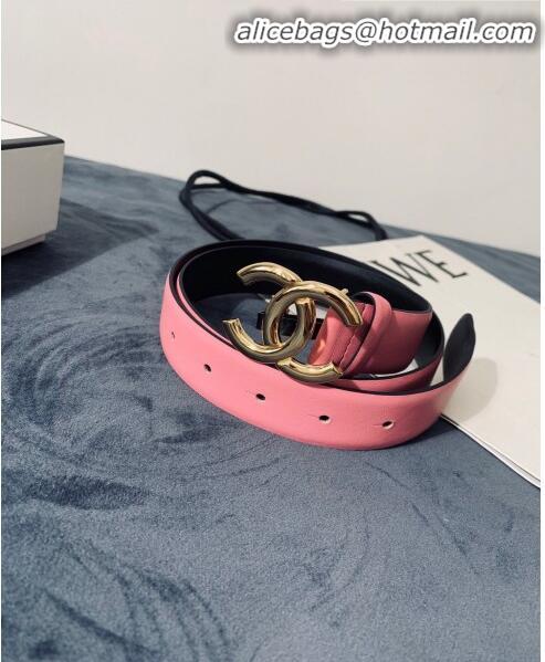 Market Sells Chanel Calfskin Belt Width 30mm with CC Buckle 21235 Pink