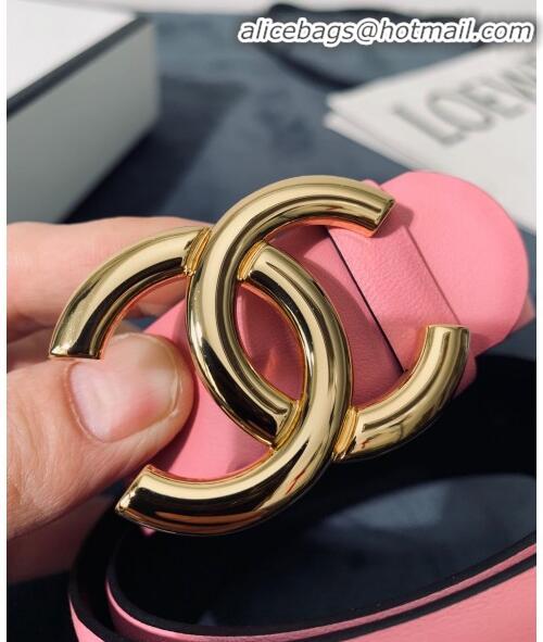 Market Sells Chanel Calfskin Belt Width 30mm with CC Buckle 21235 Pink