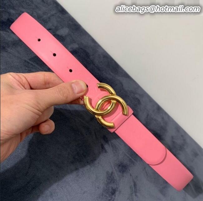 Market Sells Chanel Calfskin Belt Width 30mm with CC Buckle 21235 Pink