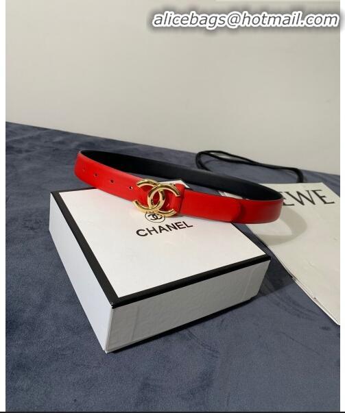 Popular Style Chanel Calfskin Belt Width 30mm with CC Buckle 21235 Bright Red