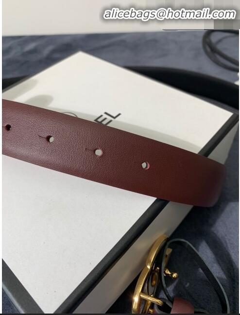 Low Cost Chanel Calfskin Belt Width 30mm with CC Buckle 21235 Burgundy