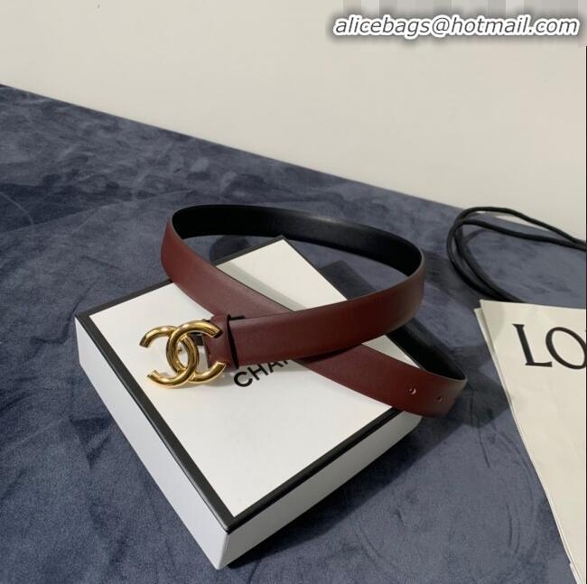 Low Cost Chanel Calfskin Belt Width 30mm with CC Buckle 21235 Burgundy