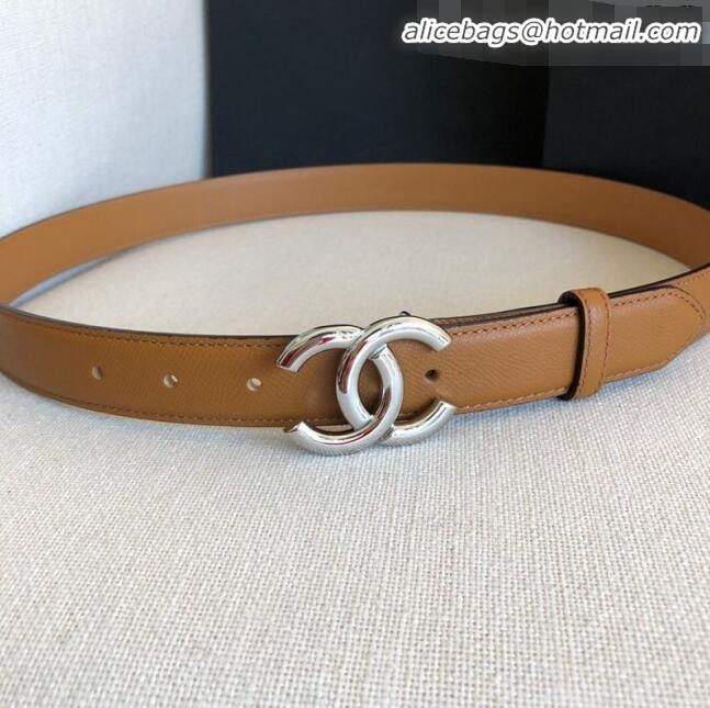 ​Top Quality Chanel Calfskin Belt Width 30mm with CC Buckle 21235 Brown