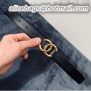 Best Grade Chanel Calfskin Belt Width 30mm with CC Buckle 21235 Black/Gold