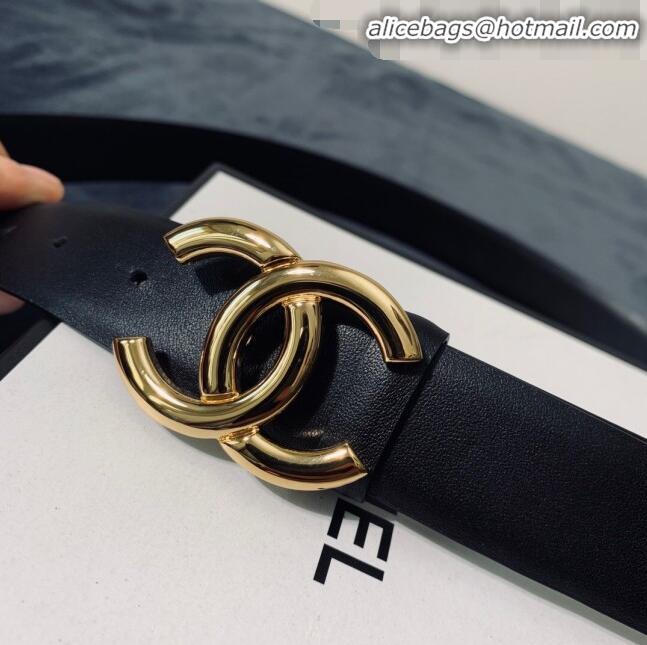 Best Grade Chanel Calfskin Belt Width 30mm with CC Buckle 21235 Black/Gold