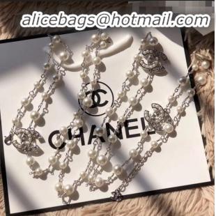 Good Quality Chanel CC Pearl Chain Belt 10320 Silver