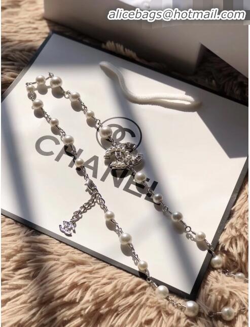 Good Quality Chanel CC Pearl Chain Belt 10320 Silver