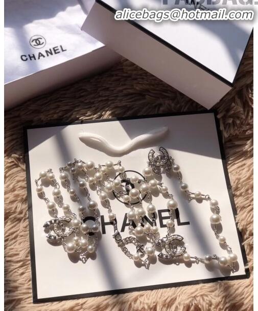 Good Quality Chanel CC Pearl Chain Belt 10320 Silver