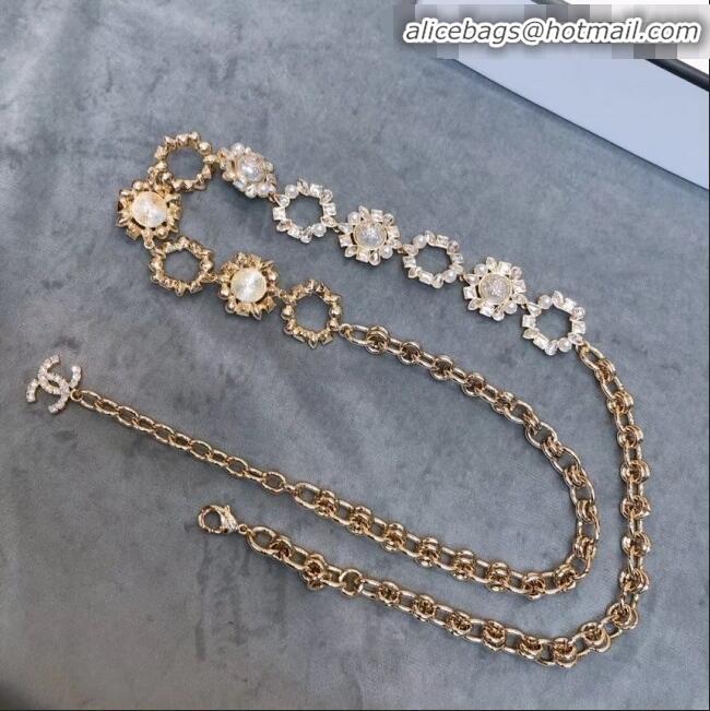 Stylish Promotion Chanel Crystal Pearl Chain Belt AB1836