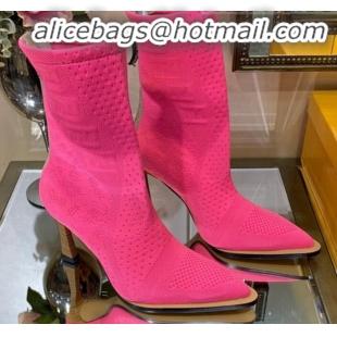 Low Cost Fendi FFrame Jacquard Knit High-Heel Short Boot G80311 Pink