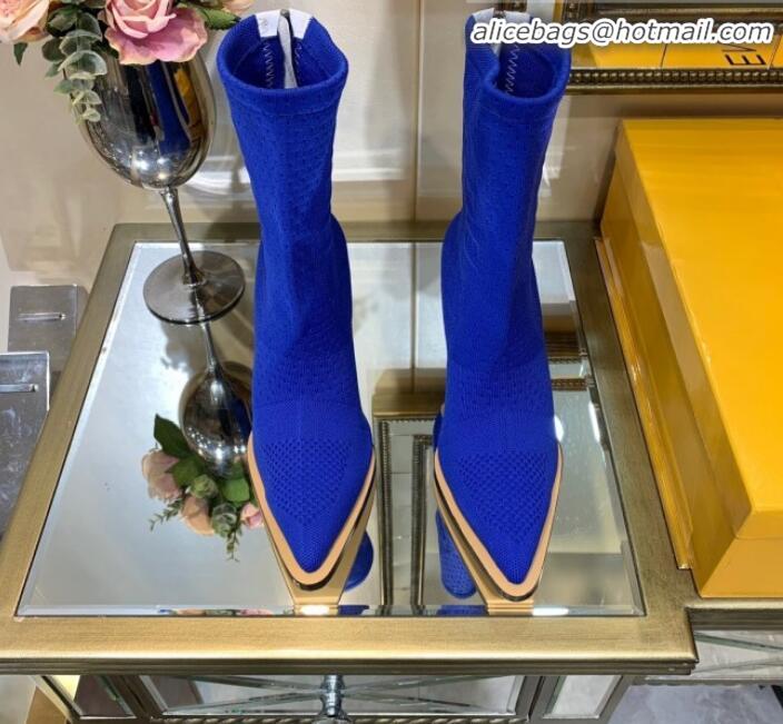 Best Design Fendi FFrame Jacquard Knit High-Heel Short Boot G80311 Royal Blue