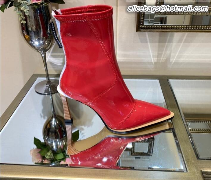 Best Price Fendi FFrame Stitching Patent Leather High-Heel Short Boots G80806 Red