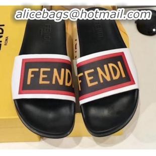 Design Fendi Logo Band Flat Slide Sandals G82144