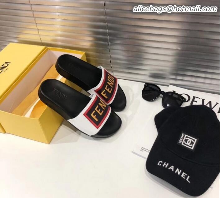 Design Fendi Logo Band Flat Slide Sandals G82144