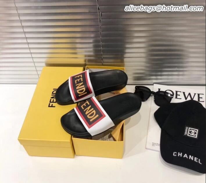 Design Fendi Logo Band Flat Slide Sandals G82144