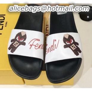 Sumptuous Fendi Bag Bugs Band Flat Slide Sandals Black/Coffee G82150