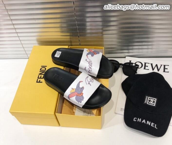 Low Price Fendi Flying Elephant Flat Slide Sandals Black G82151