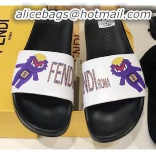 Good Taste Fendi Bag Bugs Flat Slide Sandals Black/Purple G82153